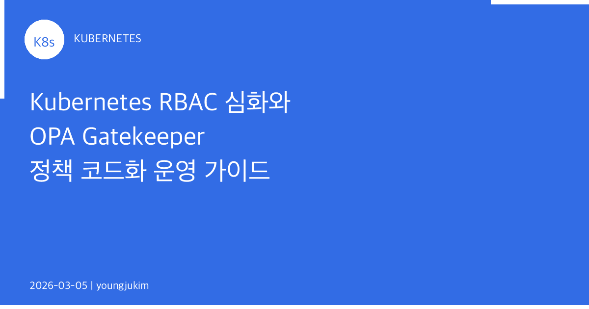 Kubernetes RBAC 심화와 OPA Gatekeeper 정책 코드화 운영 가이드